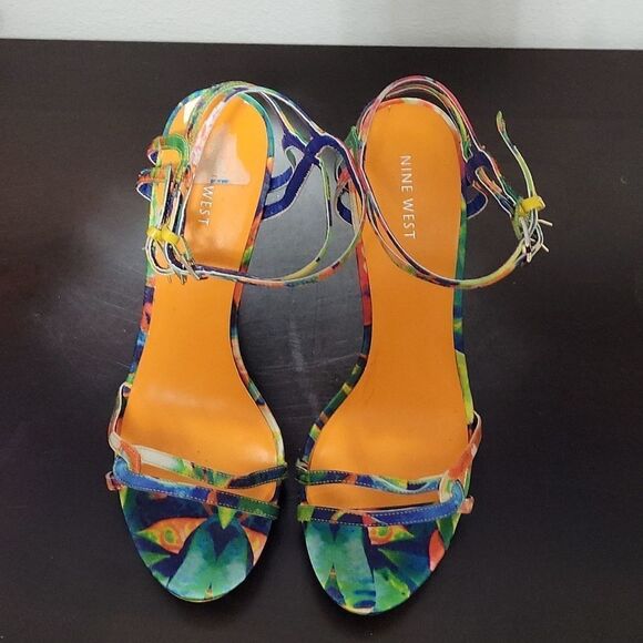 NINE WEST MULTI-COLOR STRAPPY STILETTOS HIGH HEEL SANDAL - Picture 2 of 14